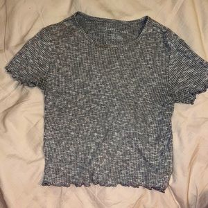 (XS) American Eagle Lettuce Edge Stretch Grey Crop Top